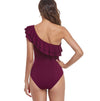 Tiered Flounce Ribbed One Shoulder Swimsuit