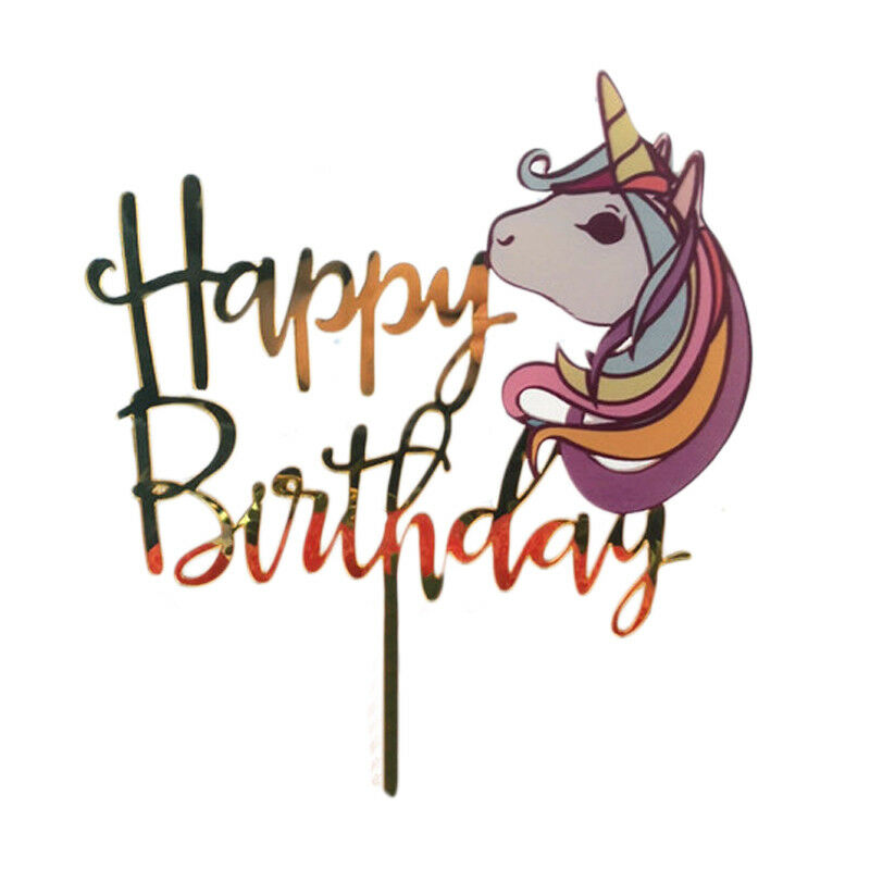 Unicorn Happy Birthday Acrylic Cake Décor/Topper