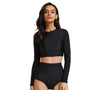 UV Sun Protection Keyhole Back Cropped Rash Guard Long Sleeve Set