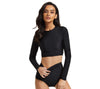 UV Sun Protection Keyhole Back Cropped Rash Guard Long Sleeve Set