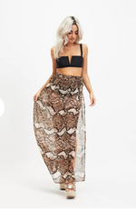 Snake Print Wrap Maxi Skirt