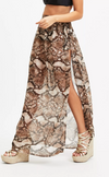 Snake Print Wrap Maxi Skirt