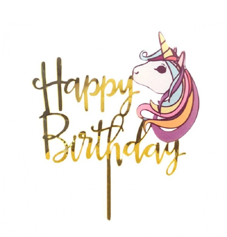 Unicorn Happy Birthday Acrylic Cake Décor/Topper